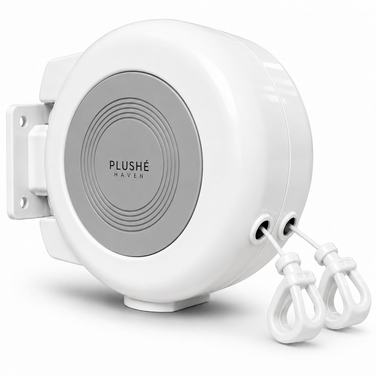 Plushé Haven White Retractable Washing Line 30M Total Drying Space, Dual 15M Clothes Line, Wall Mounted Indoor & Outdoor Laundry Dryer, Space Saving For Garden, Patio, Balcony & Bathroom