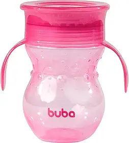Copo 360º Com Alça Rosa, Buba, Rosa