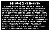 Bernard Engraving Corp Discharge of Oil Prohibited Placard
