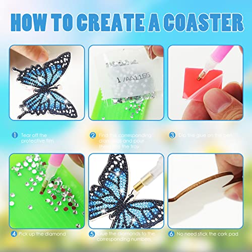 10 Pcs Butterfly Diamond Painting Coasters Kits Diy Spring Butterfly Diamond Painting Coasters With Holder Butterfly Diamond Painting Coasters For Beginners Adults And Kids Art Craft Supplies Gift #TOP2