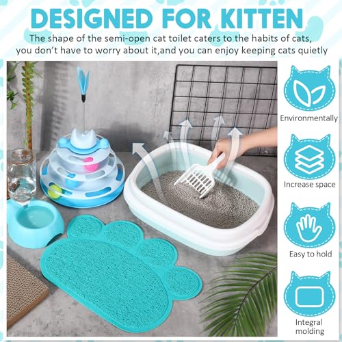 Kit de inicio para gatitos con caja sanitaria azul y accesorios miniatura 4