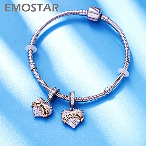 EMOSTAR Family Charms, 925 Sterling Silver Mother Father Daughter Son Sister Brother Godmother Nana Grandma Husband Wife Aunt Niece Cousin Uncle Best Friends, I Love You Dangle, fit European Bracelet2