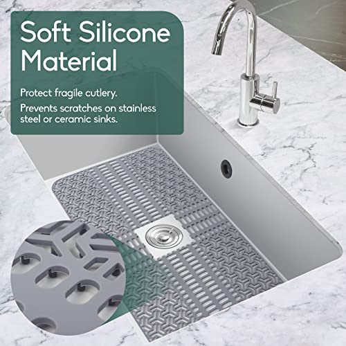 Cndse Sink Protectors For Kitchen Sink 26'' X 14'', Non-Slip Silicone Sink Mats For Bottom Of Kitchen Sink,Grey Kitchen Sink Mats For Farmhouse Stainless Steel Ceramic Sink,Cuttable Hole Sink Mat(1) #TOP1