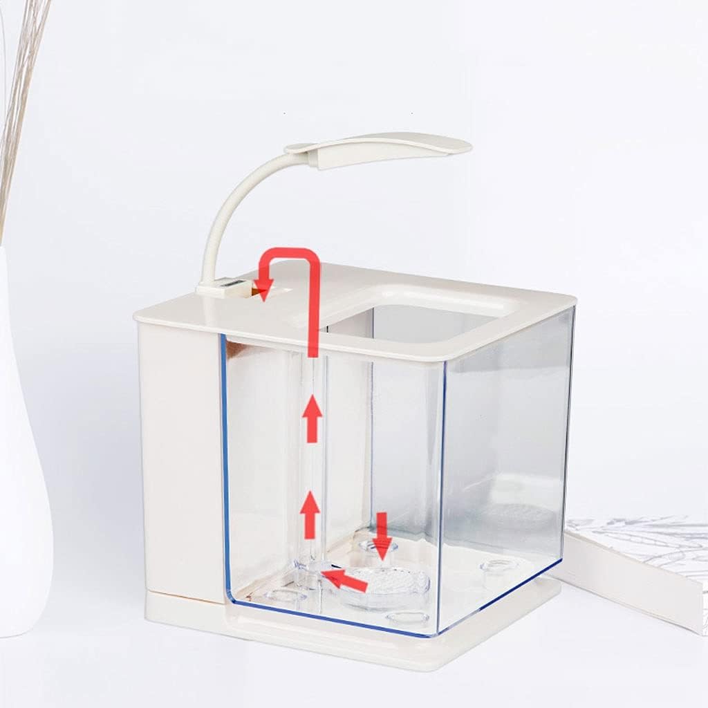 Fish Tank Desktop Creative Fish Tank Led Light Small Goldfish Fighting Fish Tank Without Water Change Decoration Ornamental Fish Tank Aquarium Tank (Color : Gold)