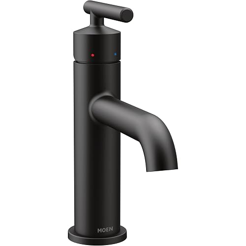 Moen Gibson One-Handle Single Hole Modern Bathroom Sink Faucet with Optional Deckplate, Matte Black, 6145BL