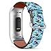 MINGDAO Compatible with Fitbit Charge 4 / Charge 3 / Charge 3 SE Patterned Leather Replacement Band , Dinosaur Skeleton and Tie Dye Background