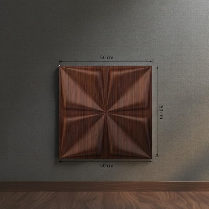Image of Kayra Decor 3D PVC Wall Panel Bloom Design Walnut Wood Color 19.7 inch x 19.7 inch (Pack of 40) - Covers 107.80 Sq. Ft.