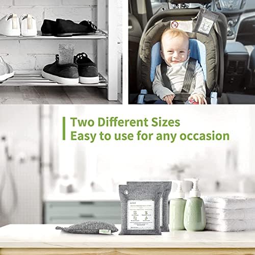 CLEVAST Bamboo Charcoal Air Purifying Bags (50g*12+200g*2),Activated Natural Home Odor Absorber, Deodorizer and Moisture Eliminator. Purifier for Closet, Shoe, Large Room. Car Air freshener. Pet Safe.