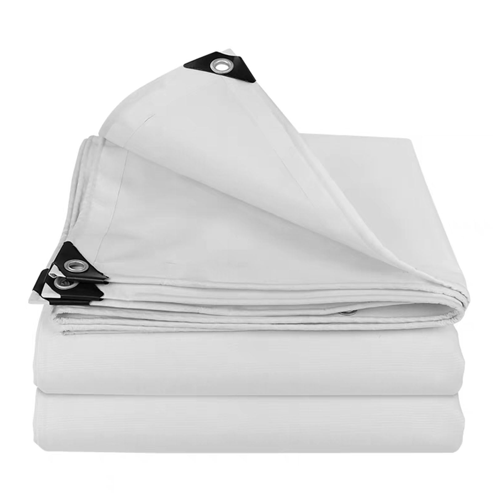 Tarpaulin Heavy Duty Tarp Sheet Cover, Canvas Tarps Aluminum Grommets White Multiple Sizes Outdoor Indoor Use(4x4m(13.1ftx13.1ft))