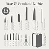 COOK WITH COLOR 14 Pieces Kitchen Knife Block Set, Knives for Kitchen, Forged Cutlery with Razor-Sharp High Carbon Steel Blades, Magnetic Block
