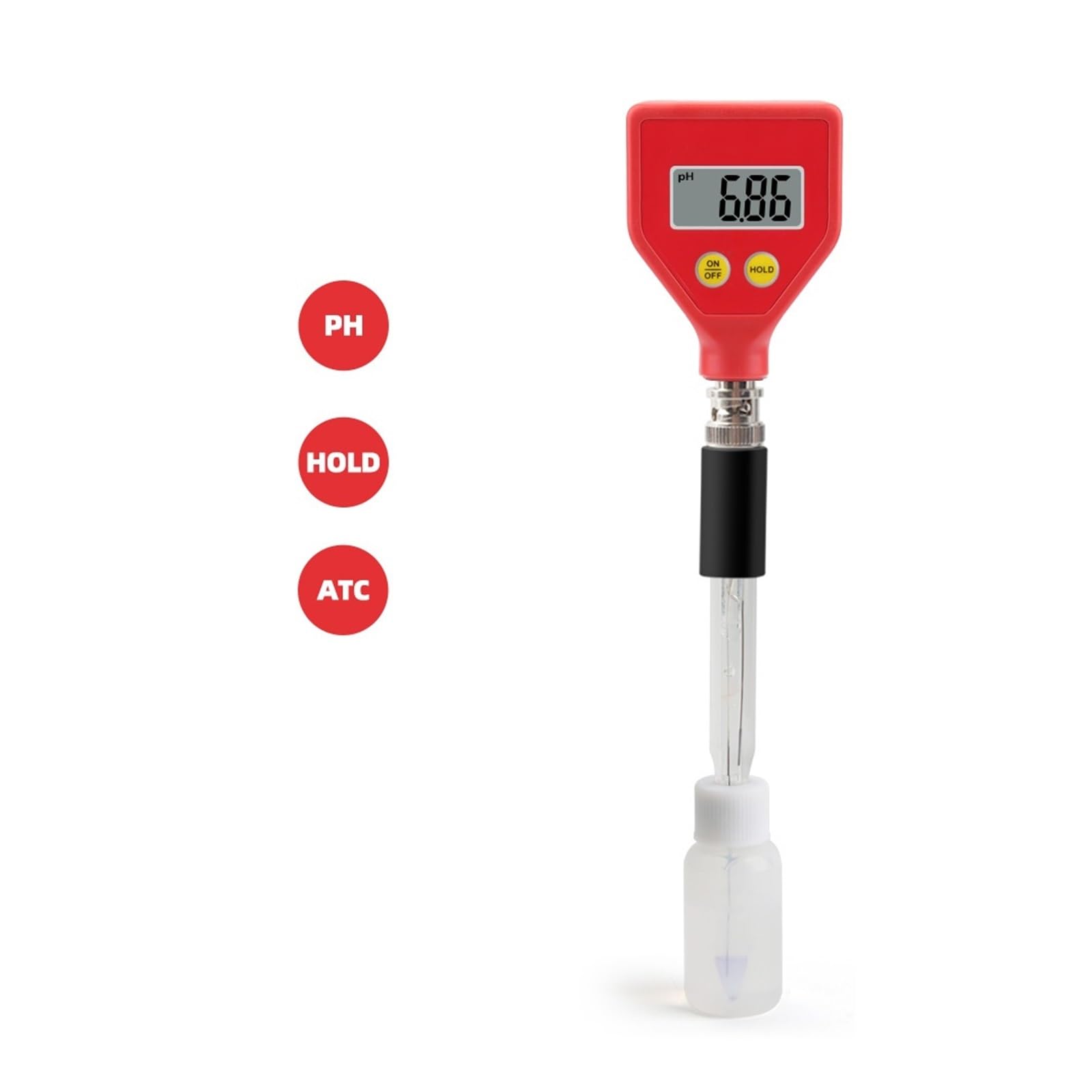 Lebensmittel-pH-Tester, digitales pH-Messgerät, scharfe Glaselektrode for Wasser, Milch, Käse, Boden, Lebensmittel,Präziser Tester(Ph-98108)