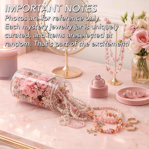 Image of SMUOBT Mystery Jewelry Jar Bundle - Surprise Vintage Jewelry Box for Women,Gift Jewelry Set (Necklace, Earrings, Rings,Kracelet,Keychain) - Unique Birthday Gift for Women