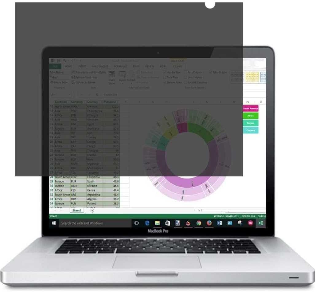 miberakom - privacy screen filter / privacy filter / screen protector for notebooks, laptops and monitors 12.5 '' (Widescreen 16:9) - 276mm x 156mm