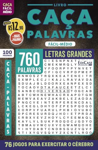 Livro Caça-Palavras 72: Nível Fácil/ Médio - 76 Jogos para exercitar o cérebro