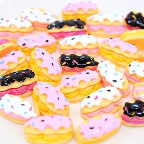Image of Ulalaza 50 pcs Slime Charms Mixed Set Resin Flatback Making Supplies for DIY Craft Making and Ornament Scrapbooking Beads Assorted Candy Fruit Cake Ornament