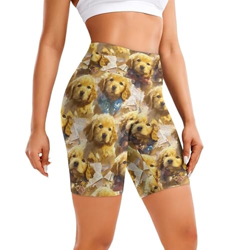 Irisjudy Golden Retriever Dog High Waist Biker Shorts for Women