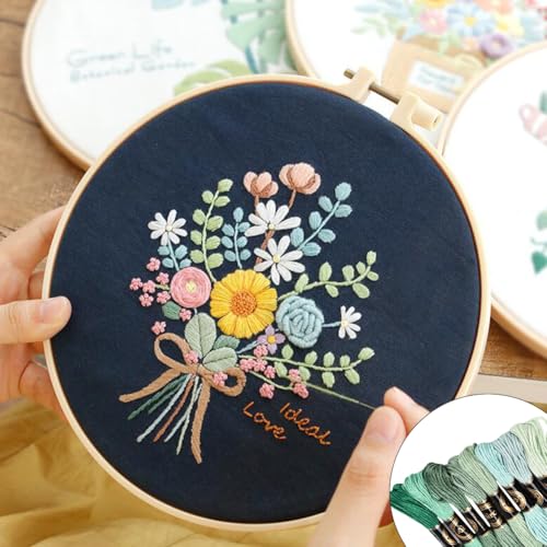 Image of 8 Skeins 6 Strands Green Variegated Embroidery Floss Thread Gradient Friendship Bracelet String Polyester Cross Stitch Threads Bulk for Hand Sewing Jewelry Bracelets Making Crafts Stitching