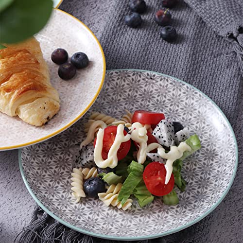 Peacehome Ceramic Dessert Plates Set: Set Of 4 Round Stackable Porcelain Dinner Dessert Plates Set - Microwave, Oven, And Dishwasher Safe - Assorted Colors(7.4 Inch) #TOP4