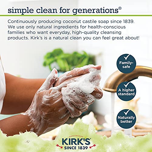 Kirk's 3-In-1 Castile Liquid Soap Travel Size Bar Soap (1.13 Oz.) | Head-To-Toe Clean Shampoo, Face Soap & Body Wash For Men, Women & Children | Juniper & Lime Scent | 32 Fl Oz. #TOP5