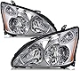 TUSDAR Headlight Assembly Set for 2004-2006 Lexus RX330 Model 2006-2008 Lexus RX350 RX400h Model w/o HID Driver and Passenger Side (Chrome Housing with Amber Reflector)