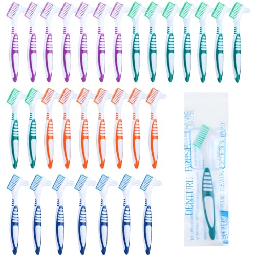 DIVINA VITAE 30Pcs Denture Toothbrush Multi-Layered Soft Bristles Denture Cleaning