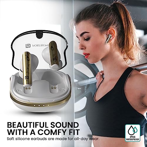 Portronics Harmonics Twins S7 True Wireless in Ear Earbuds with 35Hrs Playtime, Auto ENC, Quad Mic,13mm Driver, Touch Control, BT 5.3v, Voice Assistant, Type C Charging Port(White) - Image 7