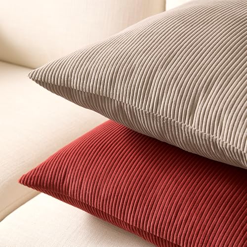 Image of Encasa XO Corduroy Cushion Covers, Boho Pillow Covers, No Inserts Brown