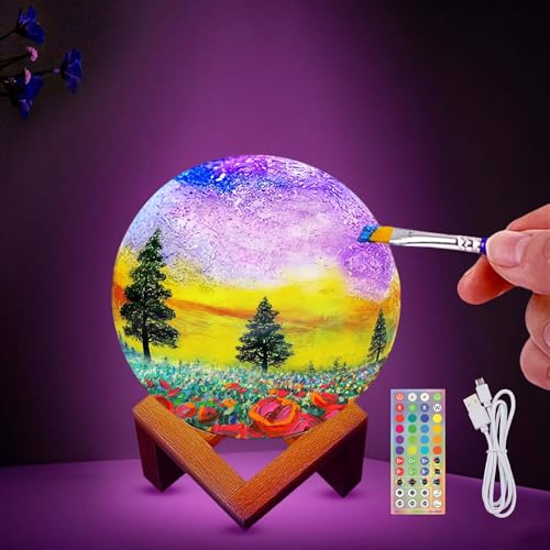 HOLA Paint Your Own Moon Lamp Kit, 2025 Updated USB Rechargeable, DIY Arts Supplies and Crafts Kit,...