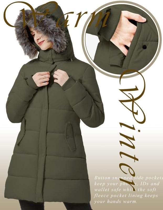 GGleaf Women's Winter Thicken Puffer Coat (Standard & Plus Size) Warm Snow Jacket with Fur Removable Hood - Image 4