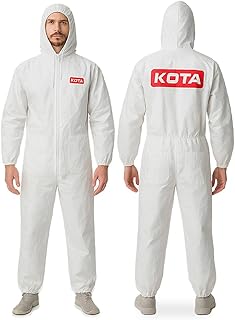 White Polyester Reusable Paint Coverall Spray Suit with Hood, Lint Free ...