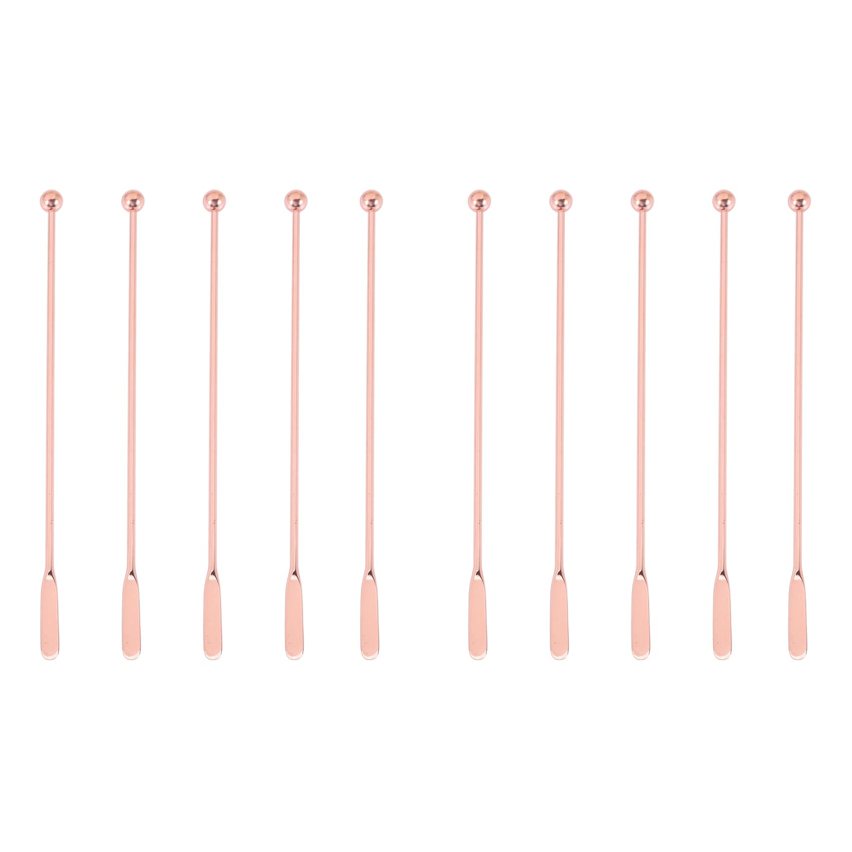 Jnchdghwa Rose Gold 10Pcs Stainless Steel Stirrer Beverage Stirrers Stir Cocktail Swizzle Stick-Straight Bar,19Cm