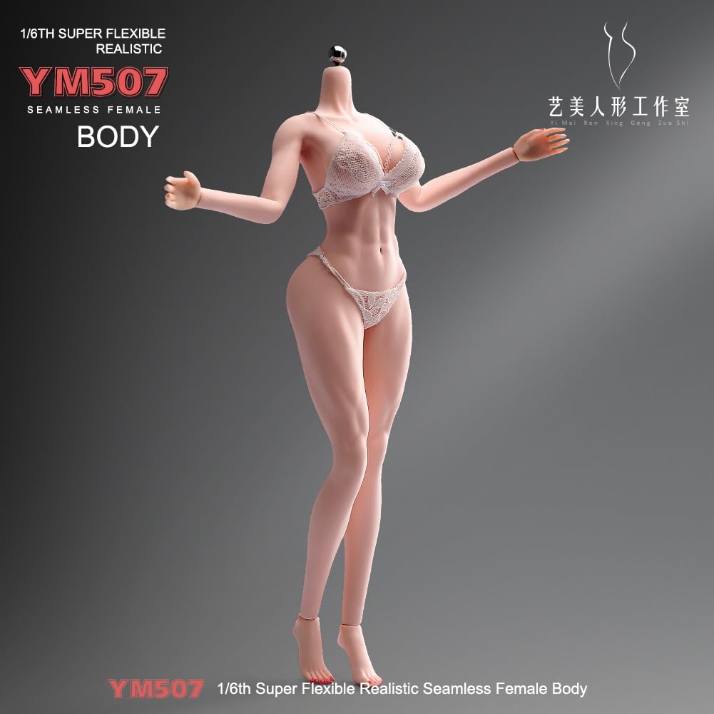 AMITD Statuetta da donna in scala 1/6, 30,5 cm, corpo pallido, scheletro in acciaio senza cuciture, per scena in miniatura fai da te