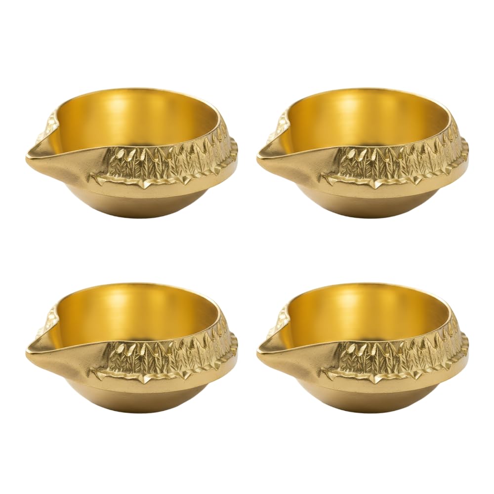 4PCS Kuber Diyas, Traditional Indian Handmade Reusable Heat-Resistant Oil Lamp for Home Decor Office, Diwali