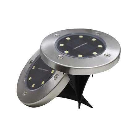 PREYANK SOLAR 8 Watt Stud LED Light for Garden Outdoor Pathways Road Yard Driveway Lawn Walkway Warm White Round - 2 Pcs 8LED
