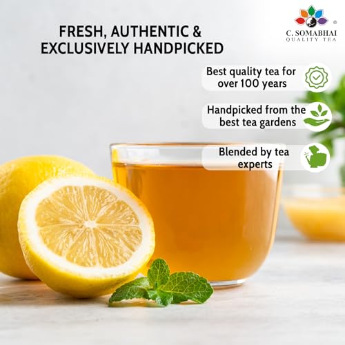 Image of C Somabhai Lemon Mint Green Tea 100g | Natural Flavoured Green Tea | Antioxidant Rich | Refreshing & Soothing | Loose Leaf T for Daily Wellness & Weight Management | Detox Herbal Drink