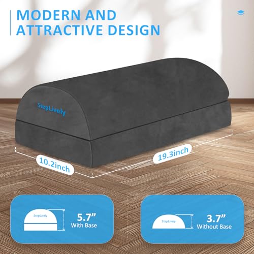 Image of StepLively Foot Rest for Under Desk at Work, Comfortable Foot Stool with 2 Adjustable Heights, Footrest with Washable Cover, for Back & Hip Pain Relief, Suitable for Office, Home, Car, Gray, X-Large