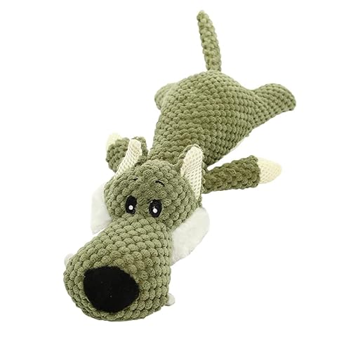 Hjumarayan Jouet couineur pour chien - Jouet pour chien - Jouet à mâcher - Jouet interactif en peluche pour petits chiens moyens (vert, loup) Cover