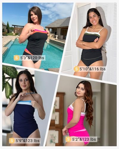 Image of Daci Womens Strapless Tankini Swimsuits- 2 Piece Tummy Control Tankini Swimsuit Bandeau Tankini Tops with Bottoms