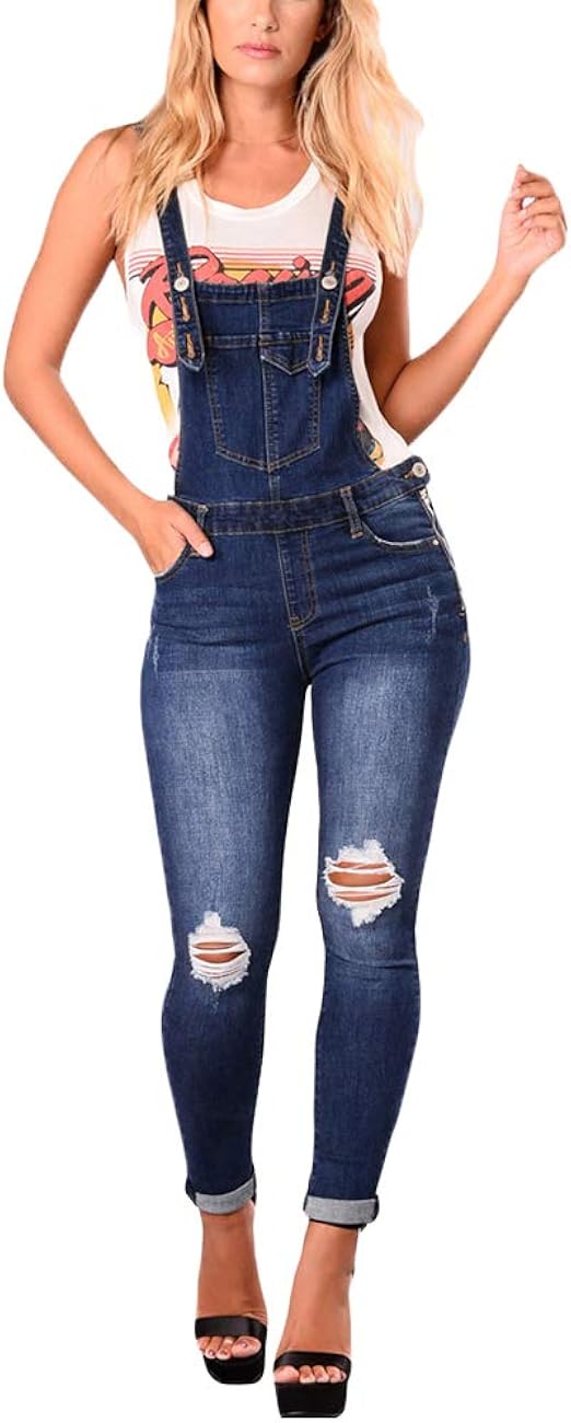 ZhuikunA Donna Salopette Jeans, Skinny Overall, Tuta Denim, Elegante, Lunga  Dungarees, Stretch Blu Marino L : Amazon.it: Abbigliamento