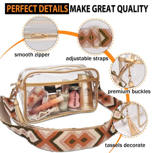 XSUIOY Clear bags Stadium Approved with Guitar Straps,Clear Crossbody Purse Transparent Daypack Backpack for Sports Events - Image 5