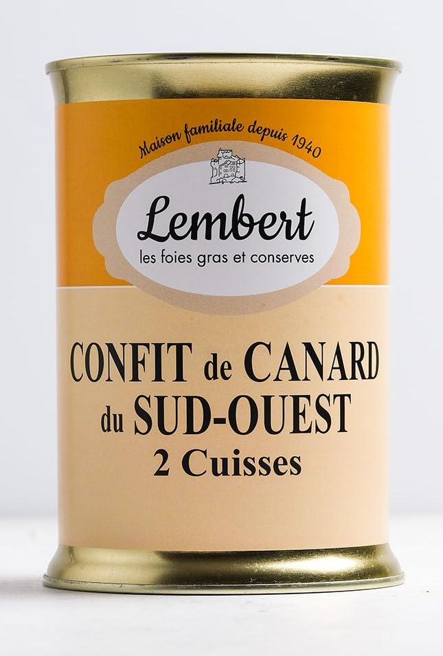 Maison Lembert, Les artisans conserviers - DUCK CONFIT Pierna de Pato Confitada/Muslos de Pato Confitados - 2 Piernas - 750 gr Lata de metal