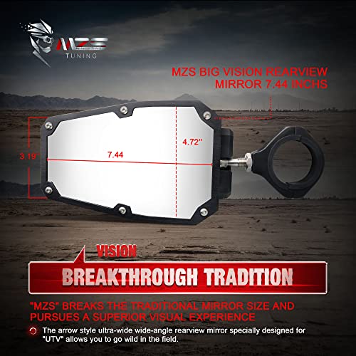Mzs Utv Side Mirrors With Lights For 1.75" Or 2" Roll Bar Cage | 360 Degree Adjustable Led Spot Light Accessories Compatible With Rzr Rangers Pioneer Mule Gator Wildcat Trail Teryx Commander Maverick #TOP5