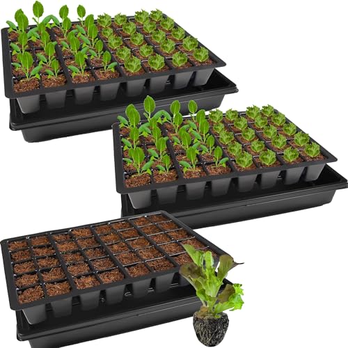 KRONLY Lot de 3 plaques de culture robustes avec soucoupe, 120 trous de plantation, plateau de...