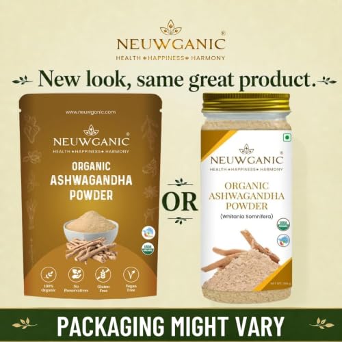 Image of Organic Ashwagandha Powder (Root) - Ashwagandha Churna - Important for Vitality & Strength - 190 Gm - Pack of 3
