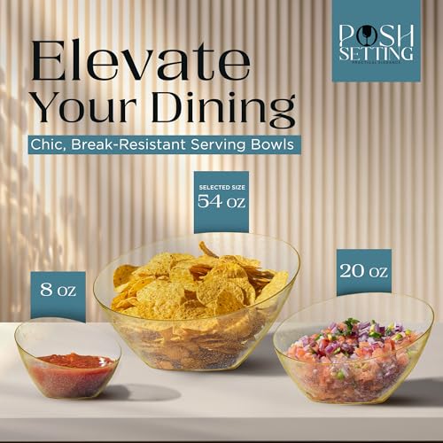 image for Posh Setting - Gold Plastic Serving Bowls for Party - Angled, Disposab