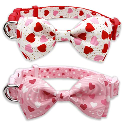 2 Pack Valentine Holiday Collar with Bow Tie...