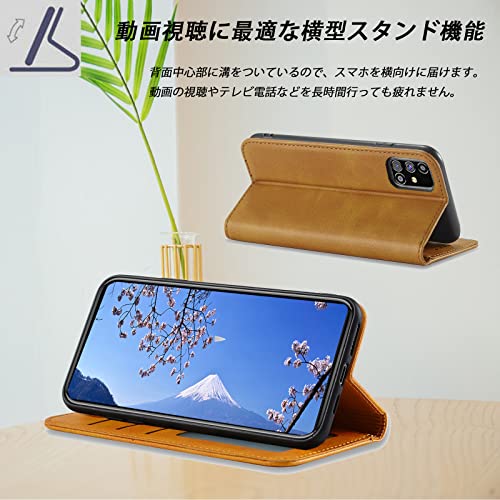 Galaxy A53 5G ケース 手帳型 SCG15 手帳型ケース SC-53C ケース SC53C カバー スマホケース ギャラクシー A53 手帳型 A53 5G case ケース 携帯ケース スマホカバー 携帯カバー肌触り良い PUレザー ストラップホール付き カード収納 財布型 マグネット内蔵 スタンド機能 耐衝撃 全面保護 薄型 軽量 防水 耐摩擦シンプル ビジネス風 大人可愛い 男女兼用 (Sumsung Galaxy A53 5G SC-53C SCG15 6.5inch 対応) ライトブラウン