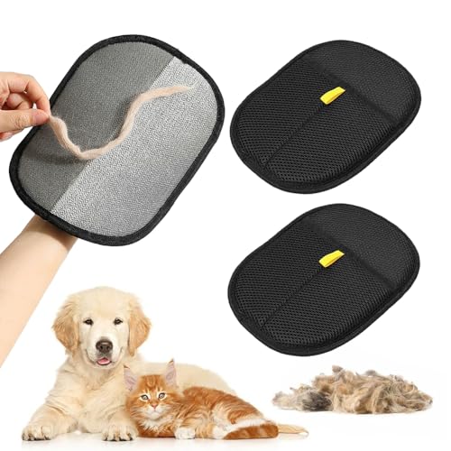 ningzhi 2 Pack Pet Hair Removal Gloves Double Sided Pet Dog Cat Grooming Glove Static Removal Gloves Reusable Deshedding Pet Glove for Furniture Sofa Bed Carpet Clothes Pet bed