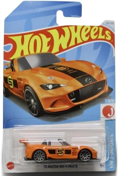 Hot Wheels 1:64 Scale Mazda MX-5 Miata Orange, HW J-Imports 3/10, 15 Car