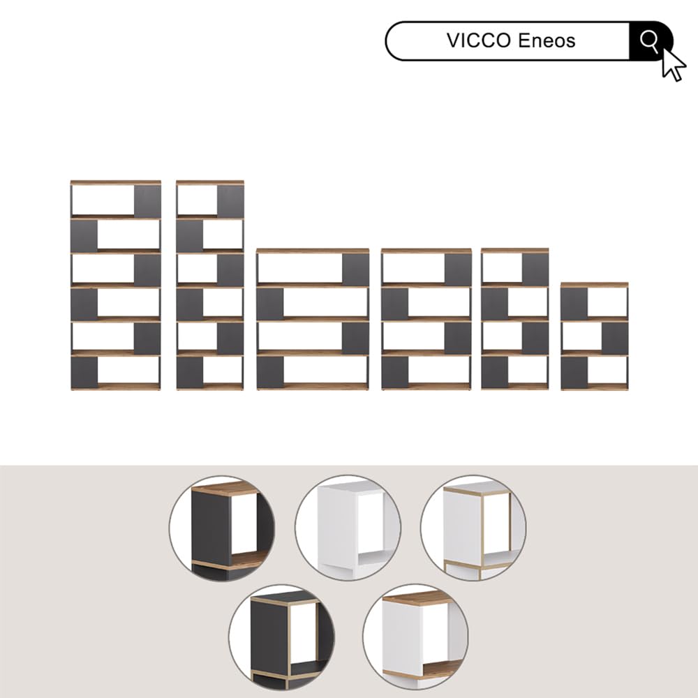 Vicco Divisorio per ambienti Eneos, Bianco, 80 x 186 cm, utilizzabile come scaffale autoportante per una suddivisione flessibile degli spazi